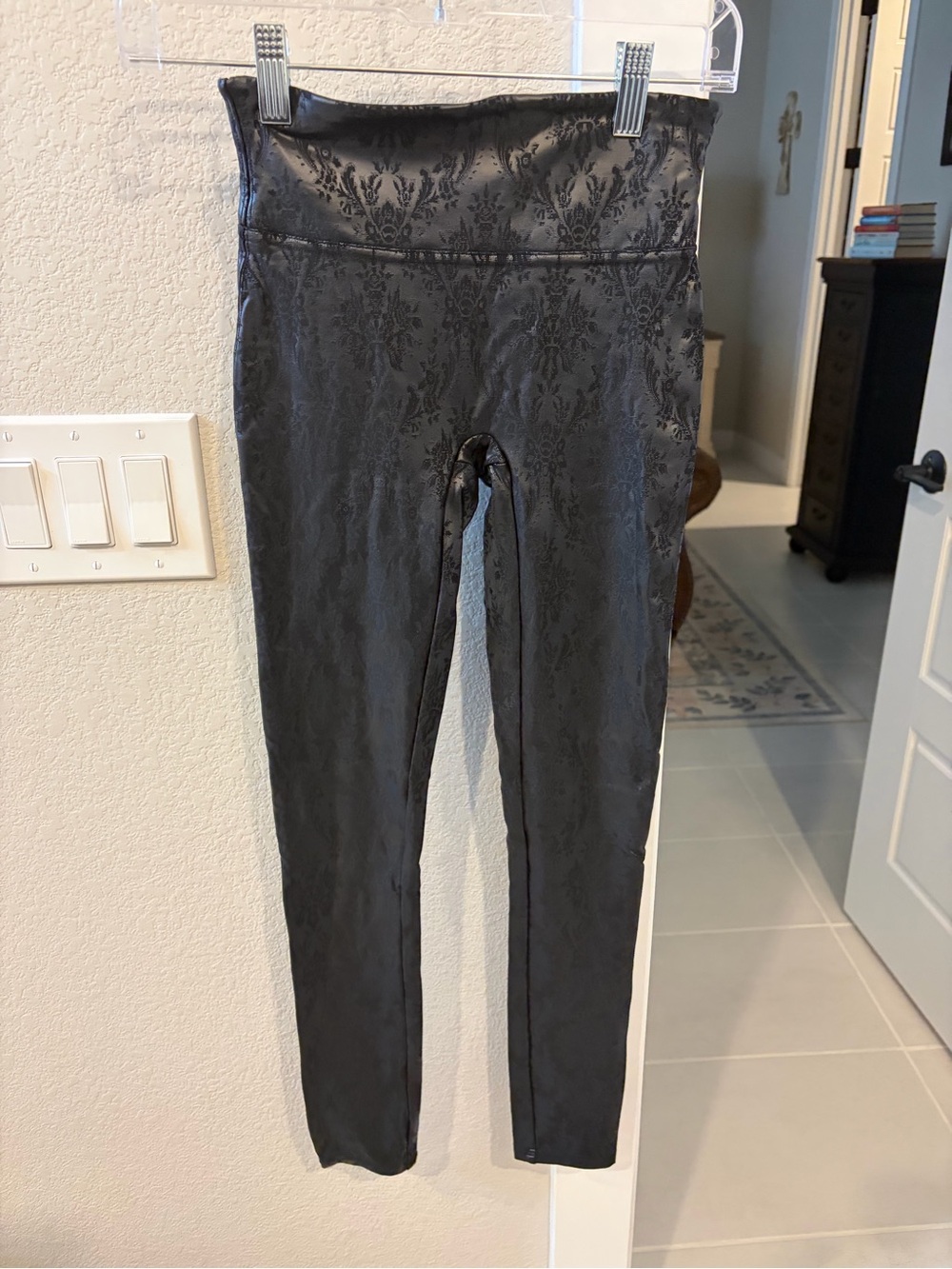 SPANX Black Damask-Pattern High Waist Leggings